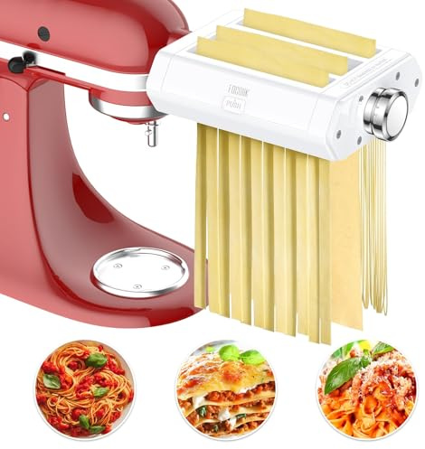 Pasta Attachment for Kitchenaid Stand Mixer, 3 in 1 set for Kitchenaid Pasta Attachment,Included Pasta Sheet Roller, Fettuccine Cutter, Spaghetti Cutter