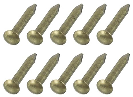 sourcing map 50Pcs Small Hardware Nails, 1.5 x 10mm Carbon Steel Round Head Nail Common Finishing Nail for Household Woodworking Picture Hanging DIY Projects, Bronze