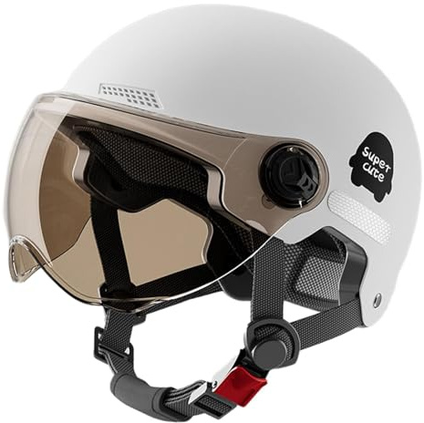 Bvizyelck Casco Jets Aperto, Scooter per Uomo e Donna, Mezzo Casco Vintage con Visiera Parasole, per Adulti