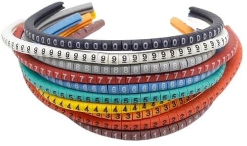 AMEEDA Repere Fil Electrique Marqueur de Fil de câble EC-0, 500 pièces, 0 à 9, for Taille de câble 1.5 mm², coloré