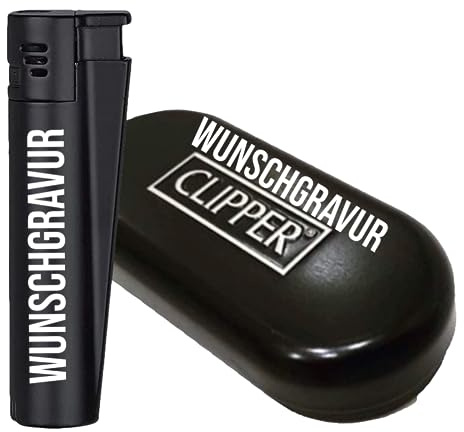 Clipper Jet Feuerzeug mit Gravur, Personalisierte Geschenke Geburtstagsgeschenk für Männer Frauen Partner Freund Jahrestag Geschenk für Ihn Sie Männergeschenke Gadgets Geburtstagsgeschenke (Schwarz)