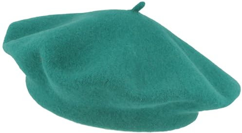 Bred dambasker dammössa, ullmössa – en storlek – 100 % ull, Kristallgrön, one size