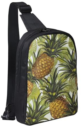 ULKMFFCF Schultertasche mit exotischen tropischen Ananas-Motiv, für Damen und Herren, wasserdicht, Brusttasche, Umhängetasche, Kuriertasche, Schwarz , One size