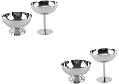 Cabilock 4piezas Tazón Inoxidable Para Ensaladas y Postres De Diseño Elegante y Resistente y Taza De Helado y Yogur
