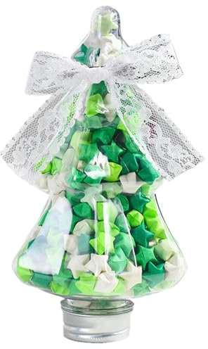 Bottiglia dei desideri, bottiglia della fortuna, barattolo a stella, bottiglia decorativa, in carta multicolore, a strisce di stelle, ornamento natalizio per albero di Natale, design e