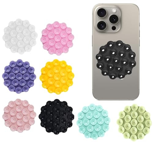 Funngy Silicone Suction Cups,8 PCS Suction Cup Phone Holder Portable Suckers Anti-slip Suckers Mini Suctioncup Mat Multipurpose Phone Suctionpad for Selfies Videos Shower Mirror Car Wall