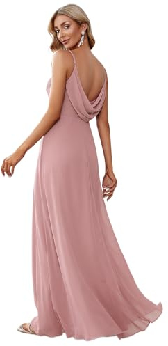 Ever-Pretty Vestiti da Sera Donna Lungo Scollo a V Senza Maniche Linea ad A Chiffon Senza Schienale 80026