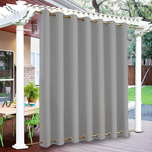 Wasserdichter Outdoor-Vorhang für Pergola, Gartenpavillon, wärmeisoliert, Verdunkelung, Terrasse, Rasen, winddichte Ösen, oben und unten, Grau, 1 Paneel