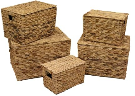 CESTO con manici d'acqua di giacinto naturale S/4 (56 x 43 x 37/50 x 37 x 33/44 x 31 x 29/39 x 26 x 26/36 x 22 x 22)