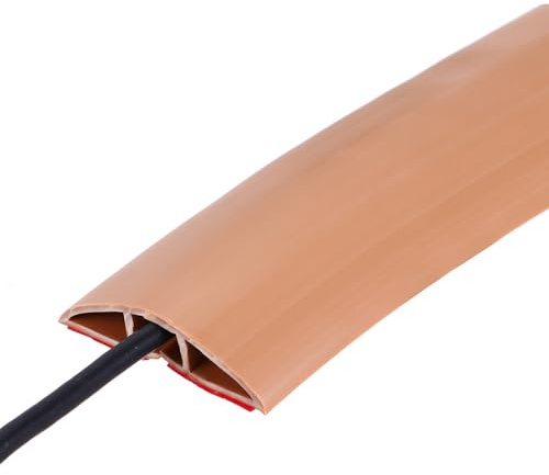 sourcing map Cache-cordon de sol de 1,8 m, cache-câble pour gestion de câbles au sol, protège les câbles contre les trébuchements, 1,9 cm l x 0,6 cm H, marron