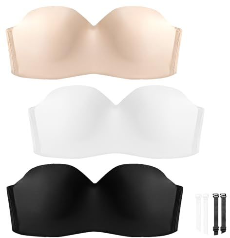 AIEOE 3er Teenager Mädchen BH Bralette Ohne Bügel Trägerloser Soft Balconette BHS Bra Bandeau Ungepolsterter Trainings-BH für 12-18 Jahre Kinder - 34