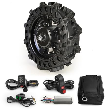16inch Agriculture Solid Wheel 800W DC Brushless Hub Motor Conversion Kit for Wheelbarrow Trolleys (Thumb throttle kit, 36V800W)