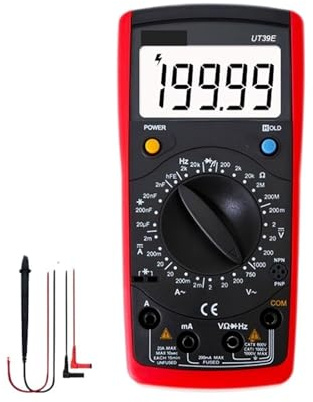 1 multimètre numérique UT39E 20 A 1000 V AC, voltmètre, testeur de fréquence, condensateur, 19999 points