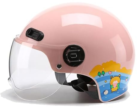 Cute Kids Motorcycle Half Go-Kart Helmet DOT Approved Cool Youth Child Open Face Skateboard Skull Cap Helmet with Visor and Lightweight ABS Shell for 3-12 Years Old Boys Girls(C)