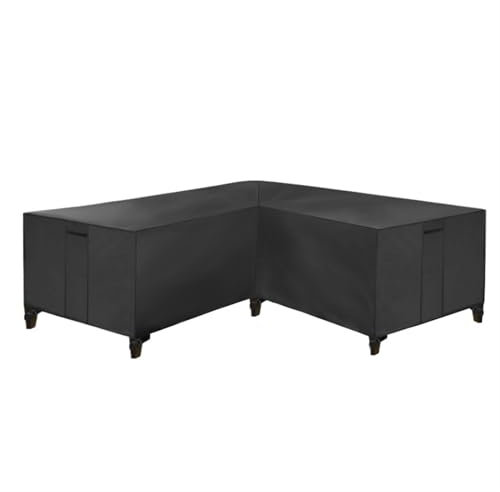 Housse de canapé d'angle imperméable Oxford 420D – Protection en V et L pour meubles de patio – 13 tailles (210 x 270 cm) – Housse d'extérieur noire pour toutes les saisons