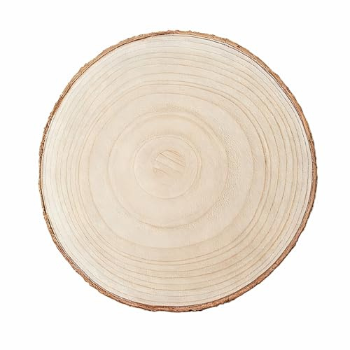 HERZWILD 30-34cm Grande Disco di Albero Dischi di Legno con Corteccia Sottobicchiere Legno Tronco Candeliere Rustico per Fai da Te (30-34cm/1pz)