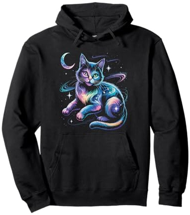 T-Shirt Chat Cosmique de l'espace Mystique – Motif Chaton Galaxie Sweat à Capuche