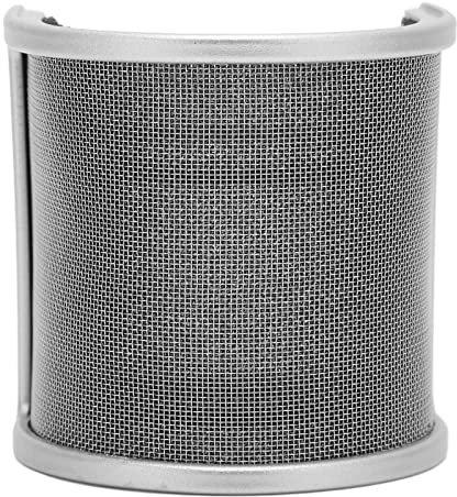 HUSHUI Microphone Windscreen, Dual Layer Mesh Spit Guard with Rubber Band Mount for MK F200TL BM 800 Recording Studio Karaoke Stage