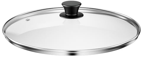 Brysalis 32cm Topfdeckel, Pfannendeckel mit Kunststoffknauf,Universaldeckel | Deckel mit Edelstahlring, Ersatzdeckel für Pfannen, Transparenter Glasdeckel, Glasdeckel aus Edelstahl für Pfannen, Töpfe