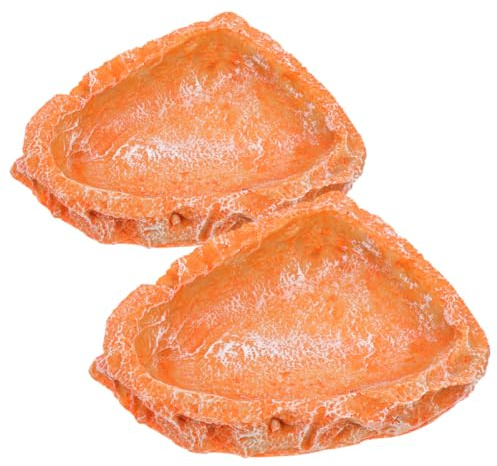 DECHOUS Cuenco para Reptiles de Resina 2 Piezas, Plato de Alimentación Multifunción para Tortugas, Lagartos y Serpientes, Color Rojo, Tamaño Compacto para Terrario y Comedero Doméstico