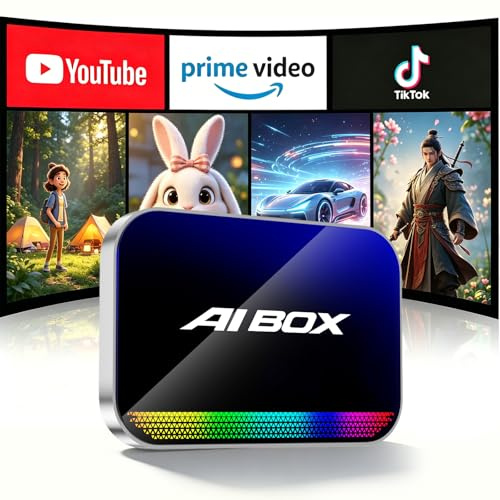Yurnlv Magic AI Box, Wireless CarPlay Android Auto Adapter with Net-Flix YouTube TikTok, Built-in Play Store and Screen Mirroring, Plug and Play Video Adapter for OEM Factory Wired CarPlay Vehicles