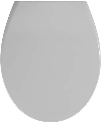 WENKO WC-Sitz Samos Concrete-Grey, hygienischer Toilettensitz mit Absenkautomatik, mit Fix-Clip Hygiene-Befestigung, aus antibakteriellem Duroplast, Grau
