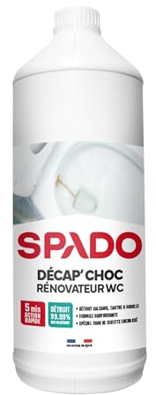 SPADO - Décap'choc rénovateur WC - Nettoyant et Décapant spécial Fond de Cuvette Encrassé - Désinfecte et désodorise - Compatible Fosse Septique - 1L - Fabriqué en France