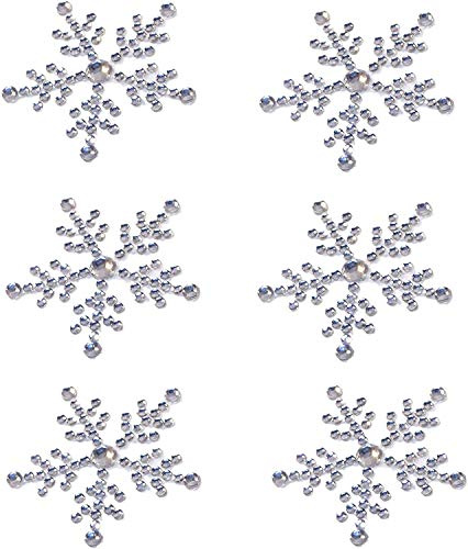 Schneeflocken-Aufkleber-Verzierungen, glitzernde Strasssteine aus Kunstharz, selbstklebende Aufkleber zum Basteln, Weihnachtskarten, 6