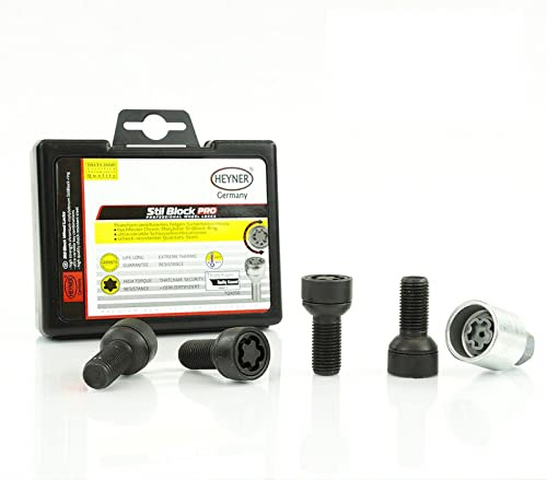 Fits VW Golf (5bolts) Models Heyner Germany Stil Block PRO Locking Wheel Nuts M14x1.5 Set 4 Locks Thatcham Quality Assured Bolts 085/5-B