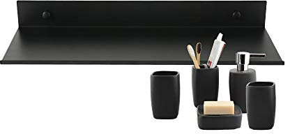 RofHaus Étagère Murale Flottante Salle de Bain Étagère Rectangulaire en Aluminium Mat Tablette Murale Robuste Ultra-Mince Support de Rangement Mural Élégant pour Cosmétiques Noir (30cm)