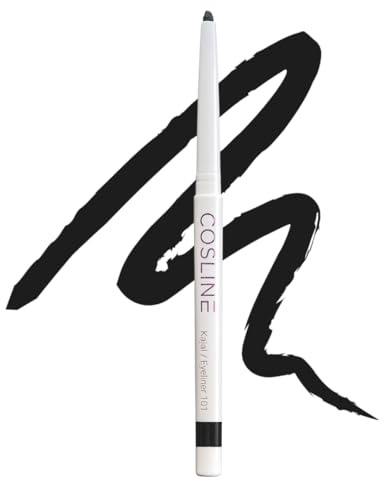 COSLINE Kajal Eyeliner Schwarz 101, Wasserfest, Cremig, Stark pigmentiert