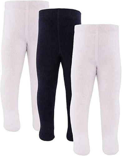 inibini 3-pack babystrumpbyxor för flickor och pojkar, MADE IN EUROPE, strumpbyxor 98 % bomull Uni basic barnstrumpbyxor
