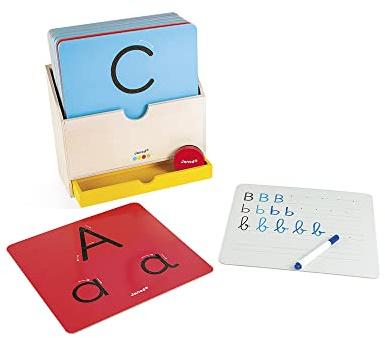 Janod - Essentiel - Aprender a Escribir - Juego Educativo de Madera para Niños Pequeños - Aprender Las Letras y a Leer - Pintura al Agua - A Partir de 3 Años, J05074