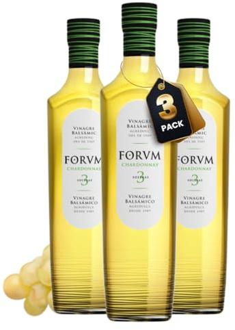 Forvm Chardonnay, Vinagre de Vino Blanco, Fantástico para Cocinar | Usado 12 Años en el Menú de los Premios Nobel, Envejecido Artesanalmente 3 Años (3 Botellas)