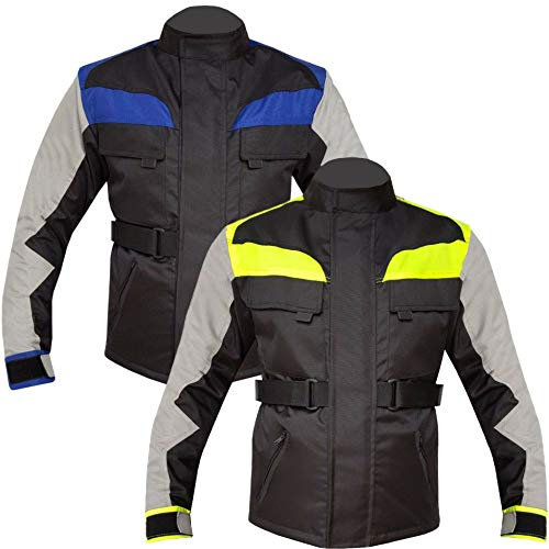 warrior gears Giacca da motociclista per bambini, giacca da motociclista in tessuto Hi-Vis per ragazzi, giacca da motociclista per ragazzi corazzati CE, Giallo e Nero, 9-10 Anni