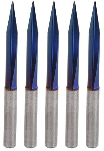 2 Flöten CNC-Fräser, Gravierfräser, gerade Nuten V-Bits Blauer Gravurfräser zum Gravieren 4 x 0,5 x 20 mm v-nut fräser cnc holz(5 Stück)