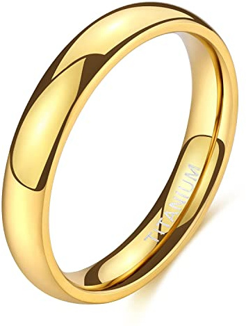 Zakk Ring Damen Herren 2mm 4mm 6mm Titan Poliert Schmal Ringe Verlobungsringe Ehering Hochzeitsringe (Gold-4mm, 70 (22.3))