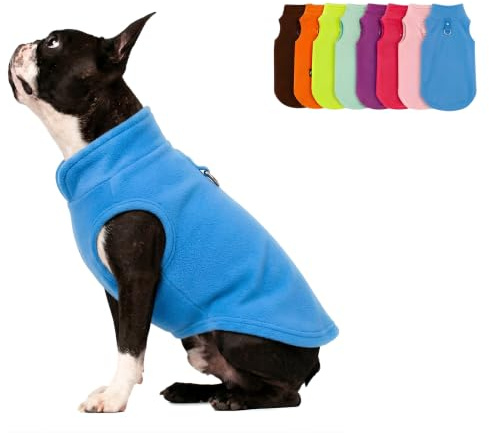 JACKO & CO Fleece-Weste mit Ring für die Leine – weich, leicht, atmungsaktiv für Welpen, kleine, mittelgroße Hunde, Kätzchen, Katzen, Chihuahua, warm für Herbst/Winter (Blau, Größe XS (0,9–1,8kg)