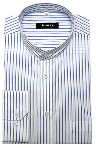 HUBER Stehkragenhemd Streifen blau-weiß 4XL