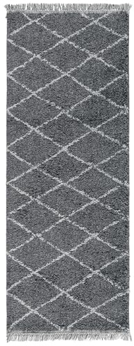 TESSO LIVING Hochflor Teppich - Silber - 120 x 160 cm - Diamantmuster Shaggy Teppich Mit Fransen – Besonders Weich