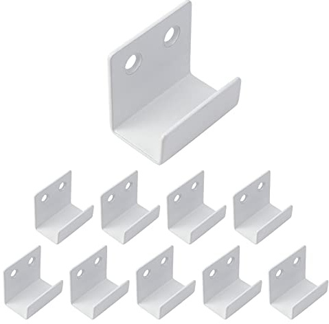 Coshar Edelstahl-Aufhängebügel zur Präsentation von Keramikfliesen, Wandtafeln, strapazierfähige flache J-Klammer-Haken, Wandhalterung mit Clip-Befestigung, Weiß, Innenbreite 21 mm, 10 Stück