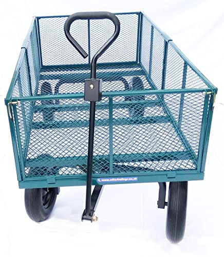 OT UK Huge Garden Trolley, Enormous Platform, Towable, Very Tough 550 kg Capacity. Tall Removable Sides. Pneumatic Tyres. OT2001W2