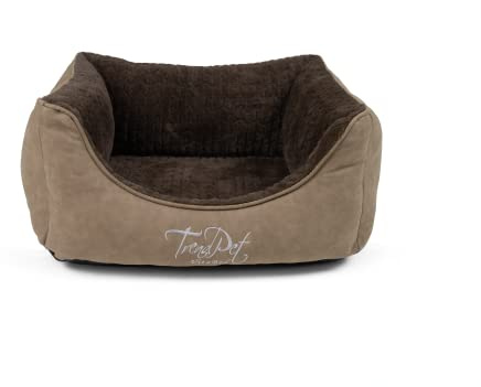 TrendPet VitaBed Style - Orthopädisches Hundebett, außen Kunstleder innen flauschig (60x50cm, Braun)