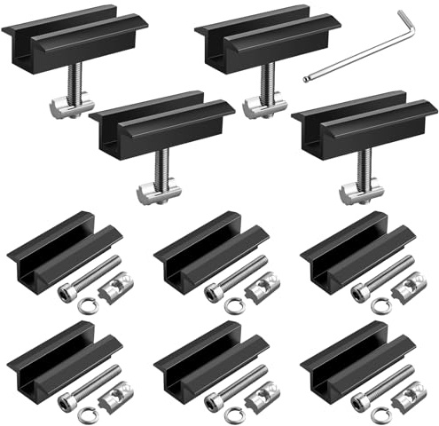 GETLITOOL 10PZ Morsetto Centrale 70mm per Pannello Solare Profilo 40X40 con Dadi Blocchetti Scorreovli Viti M8 Set Staffe di Montaggio in Alluminio per Modulo Fotovoltaico 30-42mm - Nero