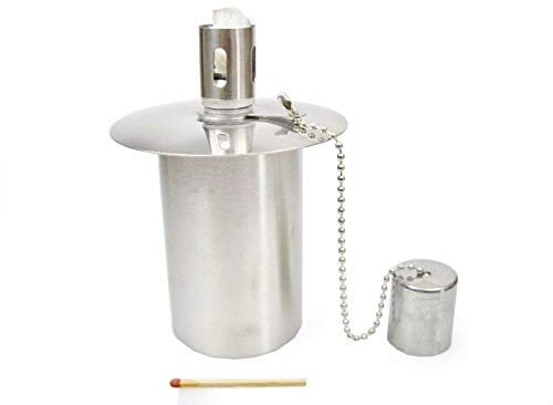 Edelstahl-Ölbehälter für Gartenfackeln & Brenner – 115 cm³ – Mit Kindersicherung – Ø 5,1 cm – TÜV-geprüft – Einzelstück – Hanna's Laden
