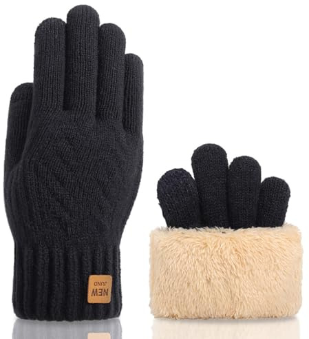 Yemlarey Winter Handschuhe Herren Damen Warme Touchscreen Strickhandschuhe mit Dicke Fleece Flauschige Fäustlinge fur männer Frauen