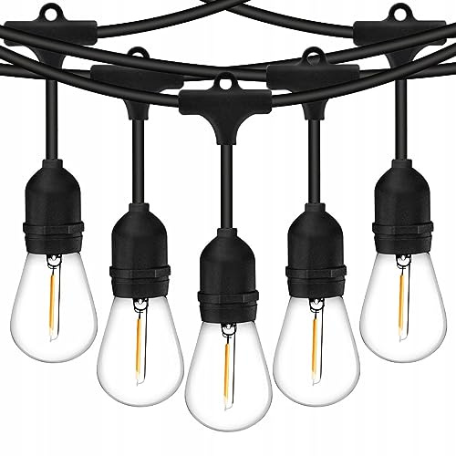 Lumiled Lichterkette Außen 15 Meter mit 15 E27 LED 1W Glühbirne ST45 Warmweiß 2700K 230V Birnen für Garten Biergarten Party Hochzeit Dekoration Terrasse Weihnachten verlängerbar mit Strom