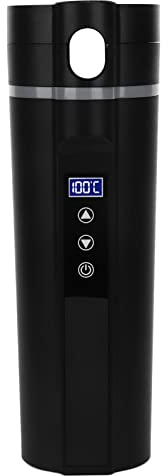 Alvinlite Electric Heated Travel Mug, 450ml Smart Temperature Control Low Noise Black Smart Heating Car Cup Smart Travel Coffee Mug for Travelling Camping Home School Office