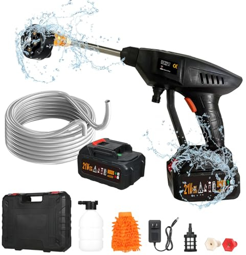 Shkalacar Idropulitrice a Spruzzo Senza Fili 6 in 1,60 Bar 300W Macchina Idropulitrice con Batteria Ricaricabile per l'irrigazione della Pulizia del Pavimento della Recinzione Dell'auto