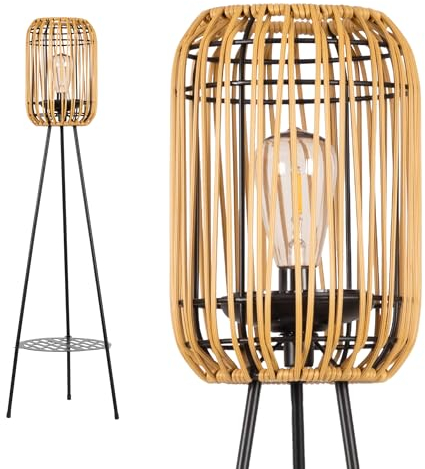 Gadgy Lampada da Esterno a LED Solare in Rattan - Lampada da Terra Impermeabile con Tre Gambe - Illuminazione Sostenibile per Giardino, Patio e Balcone - Lampada Solare Decorativa da Esterno